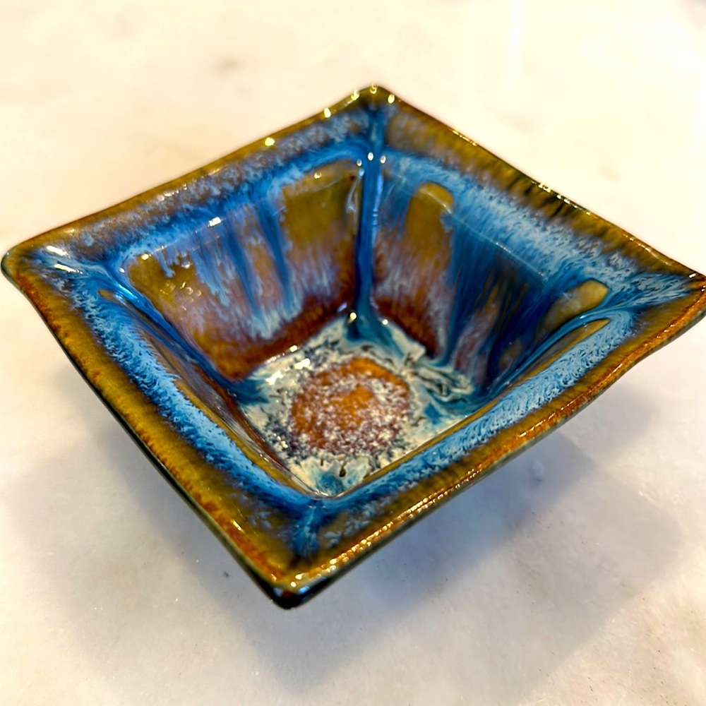 Bill Campbell Pottery Serving Dish 4.25 inch square EUC